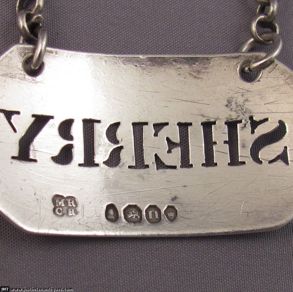 William IV Silver Decanter Label for Sherry - JH Tee Antiques