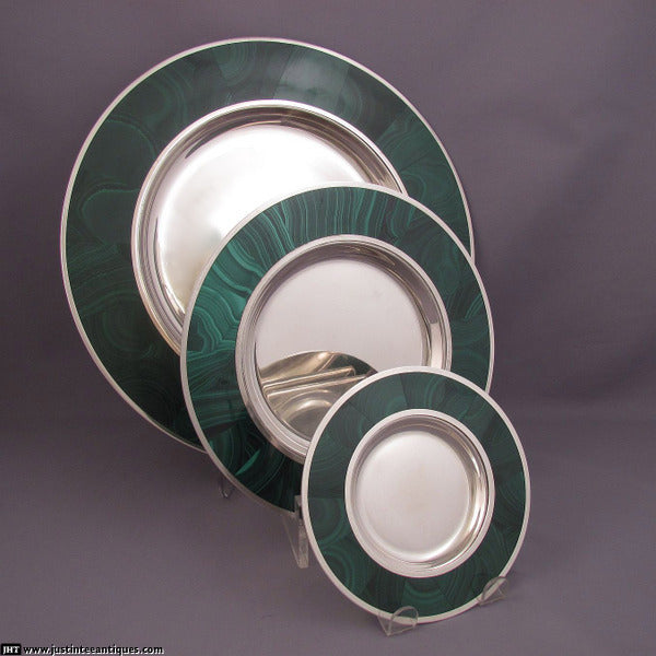Sterling Silver & Malachite Dinner Service - JH Tee Antiques