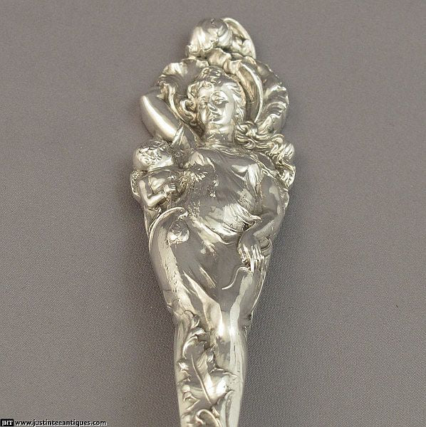 Love Disarmed Sterling Salad Servers - JH Tee Antiques