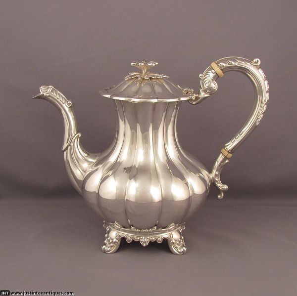 Birks Melon Pattern Sterling Silver Tea Service - JH Tee Antiques