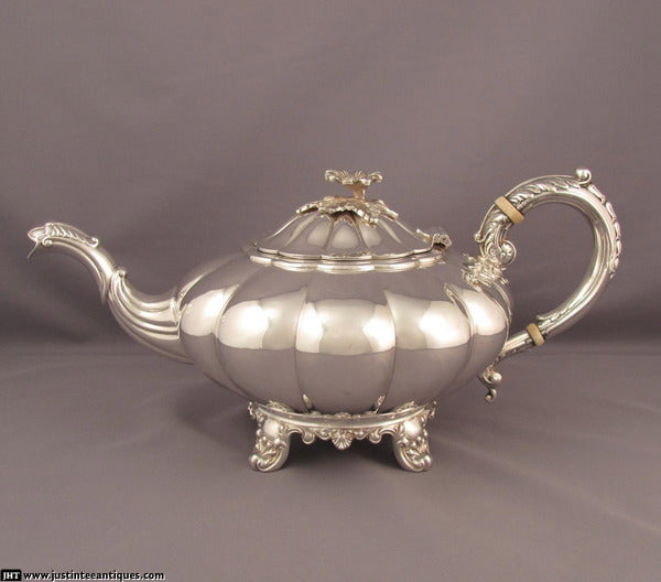 Birks Melon Pattern Sterling Silver Tea Service - JH Tee Antiques