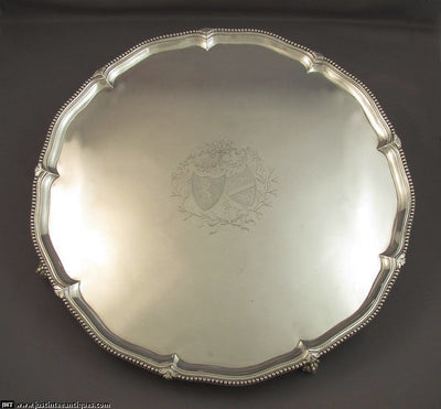 Massive George III Silver Salver - JH Tee Antiques