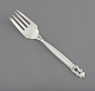 Georg Jensen Acorn Sterling Salad Fork Small - JH Tee Antiques