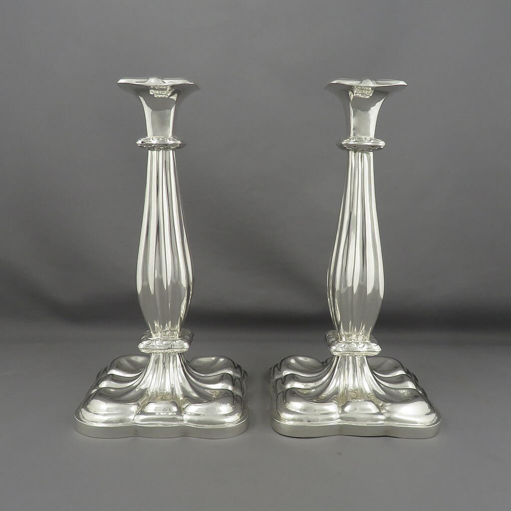Austrian Biedermeier Silver Candlesticks - JH Tee Antiques