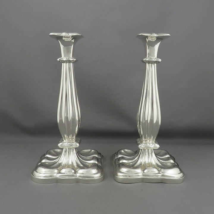 Austrian Biedermeier Silver Candlesticks - JH Tee Antiques