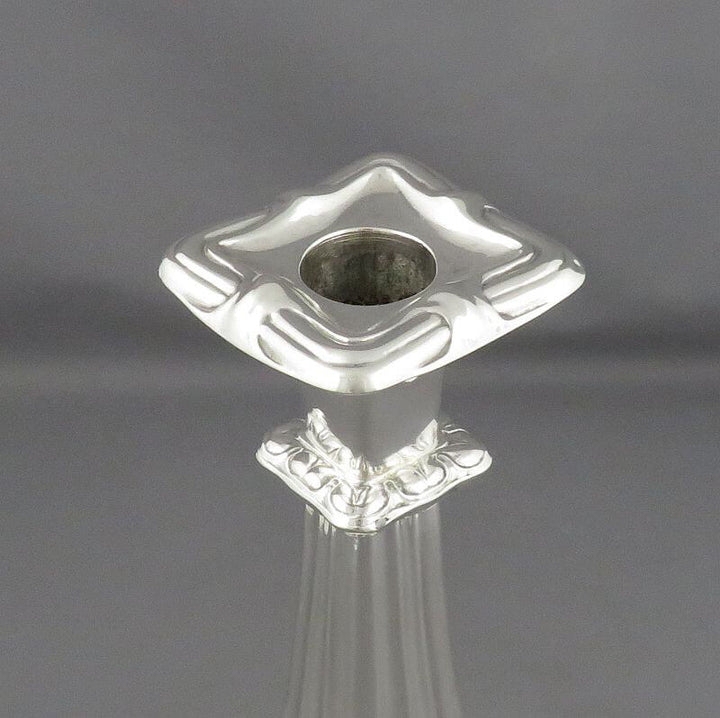 Austrian Biedermeier Silver Candlesticks - JH Tee Antiques