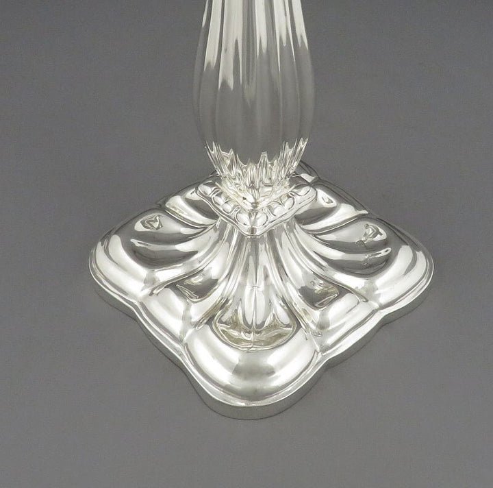 Austrian Biedermeier Silver Candlesticks - JH Tee Antiques