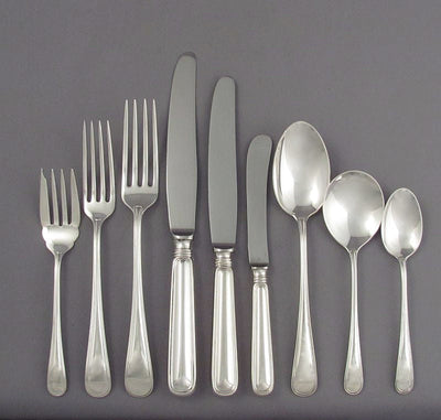 Birks Saxon Sterling Silver Flatware Set for 12 - JH Tee Antiques