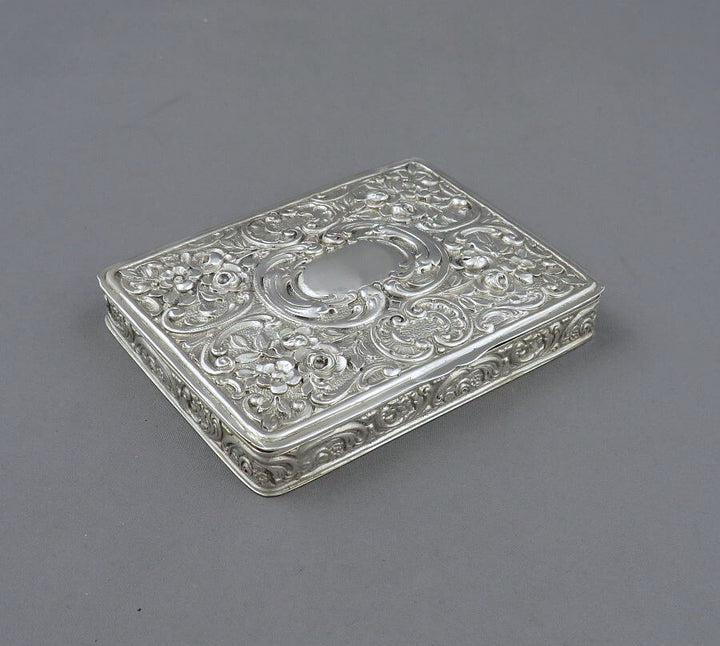 German Silver Tobacco Box - JH Tee Antiques