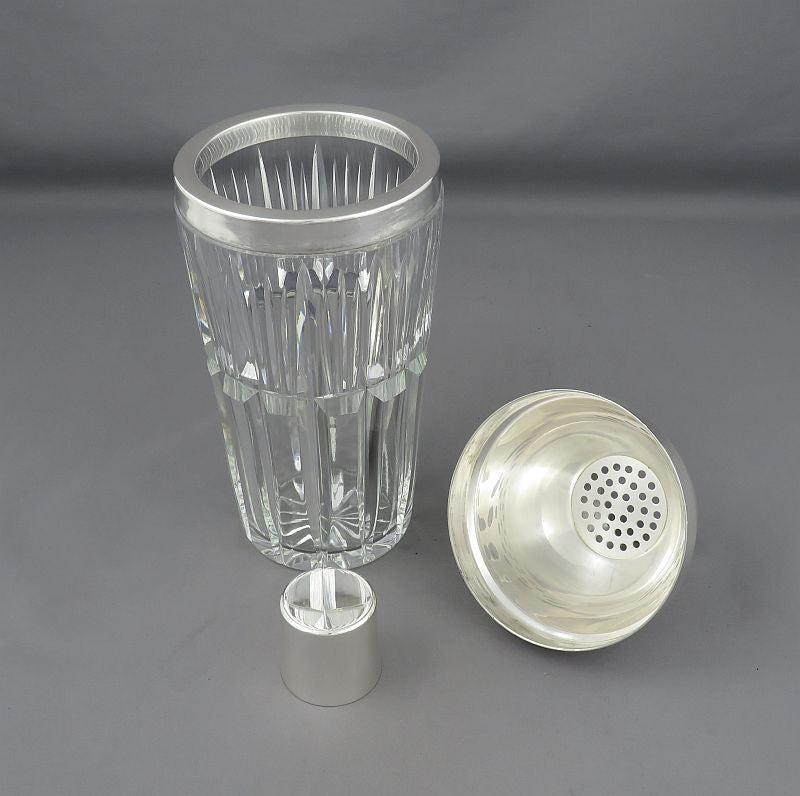 Belgian Silver and Crystal Cocktail Shaker - JH Tee Antiques