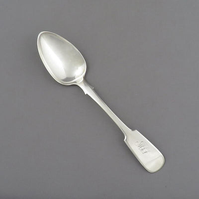 Canadian Silver Fiddle Pattern Dessert Spoon - JH Tee Antiques