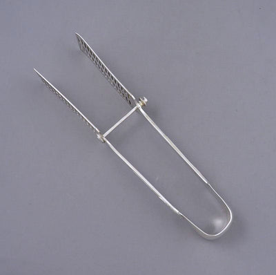 Victorian Sterling Silver Serving Tongs - JH Tee Antiques