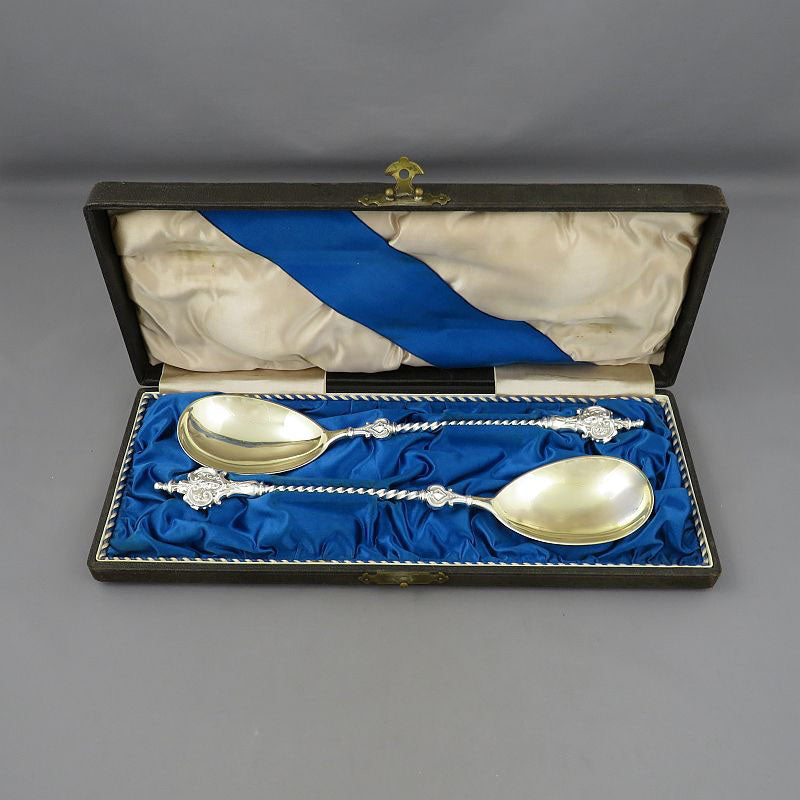 Pair of German Silver Berry Spoons - JH Tee Antiques