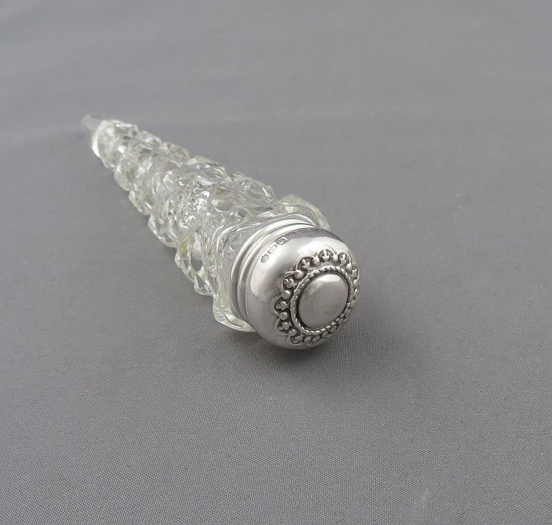 Edwardian Sterling Silver Perfume Bottle - JH Tee Antiques