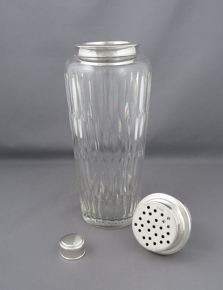 Massive Sterling Silver and Cut Glass Cocktail Shaker - JH Tee Antiques