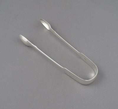 Fiddle Pattern Silver Sugar Tongs - JH Tee Antiques