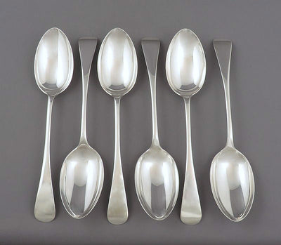 6 Victorian Silver Old English Pattern Tablespoons - JH Tee Antiques
