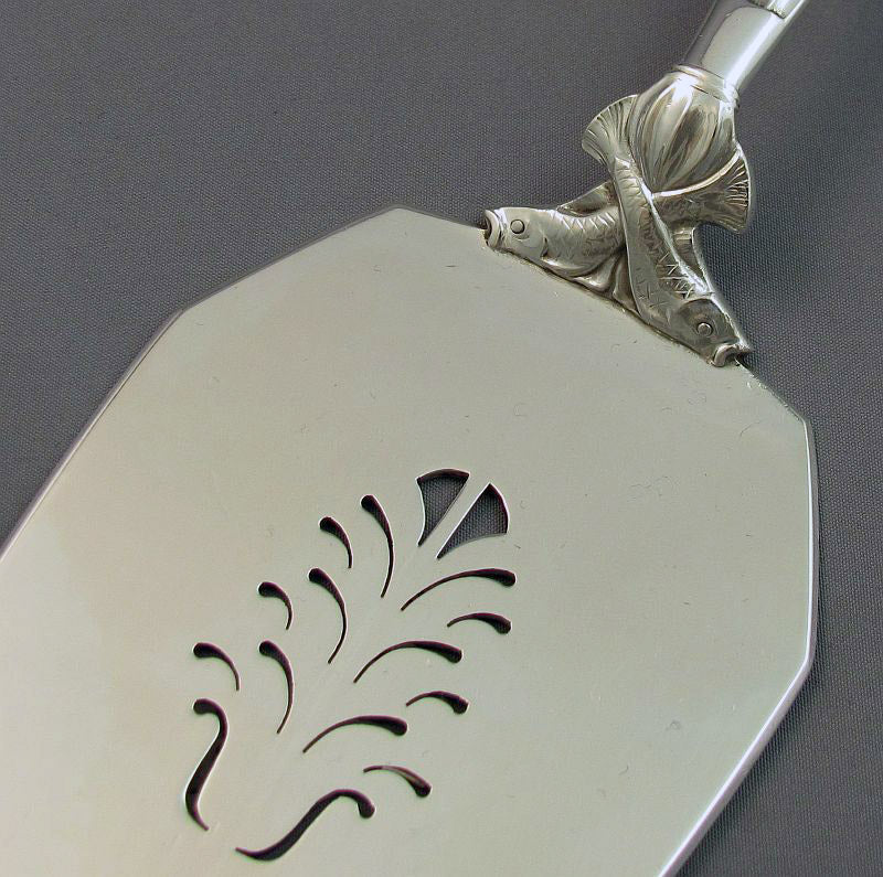 Georg Jensen Silver Fish Serving Knife &amp; Fork - JH Tee Antiques