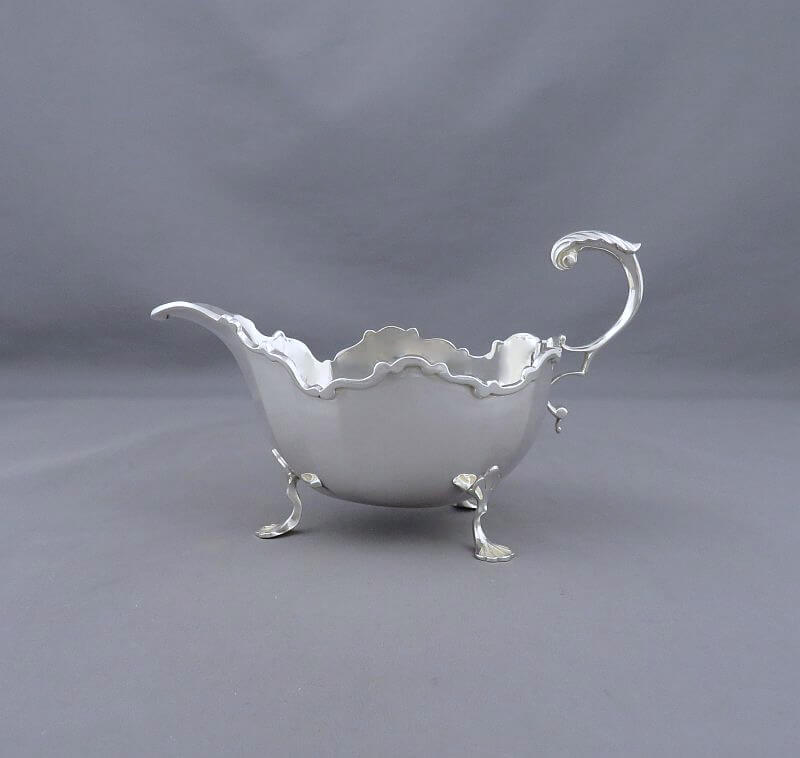 English Sterling Silver Gravy Boat - JH Tee Antiques