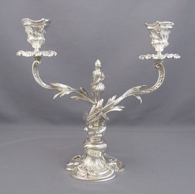 Pair of French Sterling Silver Candelabra - JH Tee Antiques