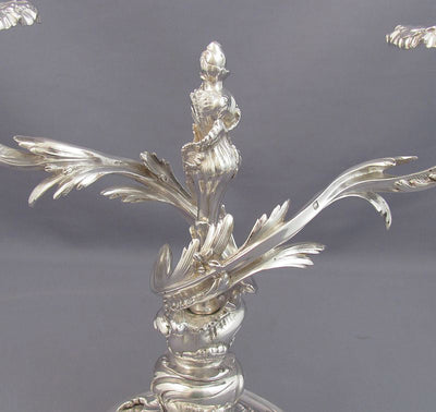 Pair of French Sterling Silver Candelabra - JH Tee Antiques