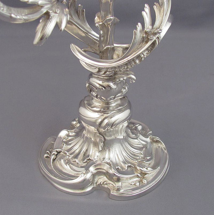 Pair of French Sterling Silver Candelabra - JH Tee Antiques