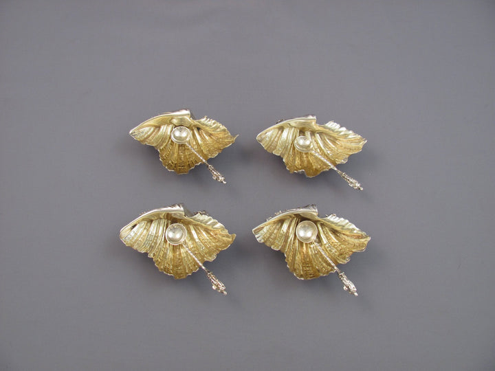 4 Victorian Silver Shell Form Salts - JH Tee Antiques
