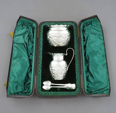 Victorian Silver Cream and Sugar - JH Tee Antiques