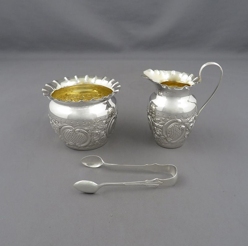 Victorian Silver Cream and Sugar - JH Tee Antiques