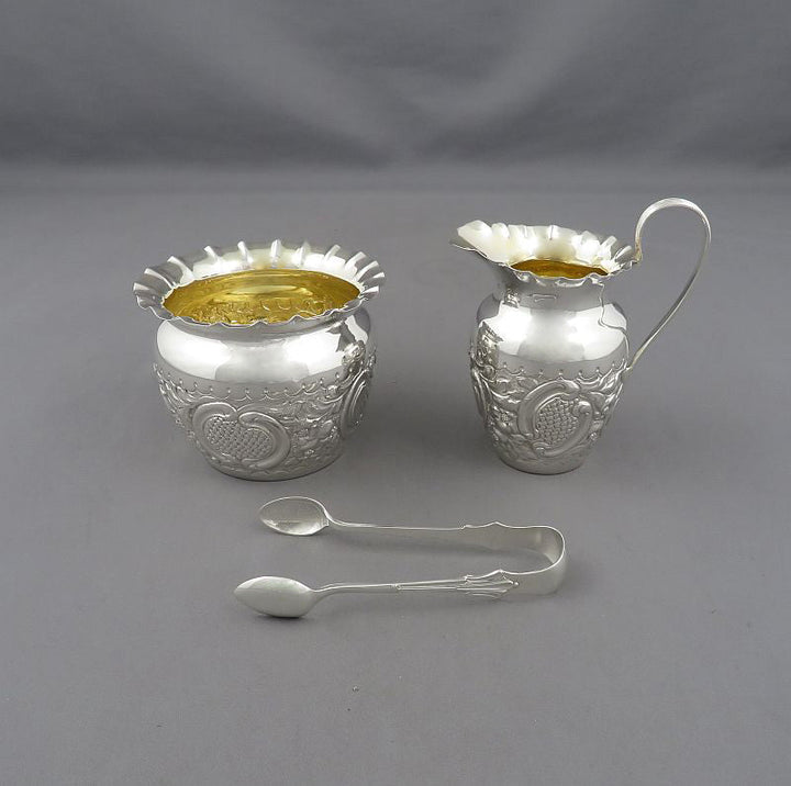 Victorian Silver Cream and Sugar - JH Tee Antiques