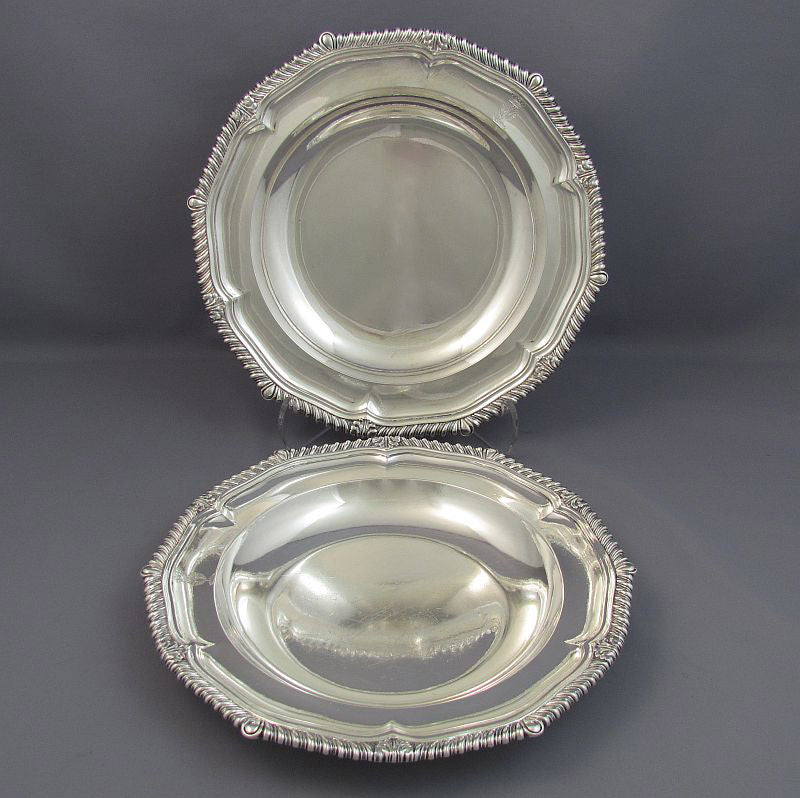 Pair of Paul Storr Silver Soup Plates - JH Tee Antiques
