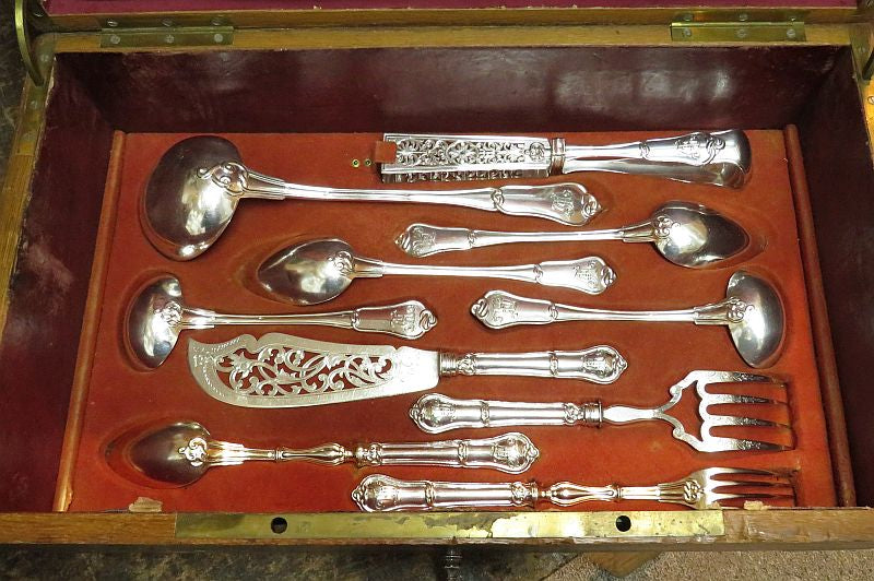 Massive French 950 Silver Flatware Set - JH Tee Antiques