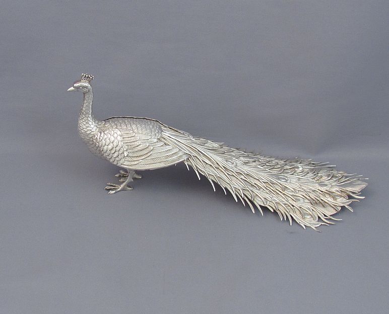 Sterling Silver Peacock Figure - JH Tee Antiques