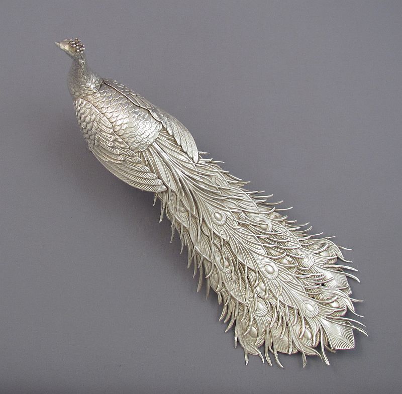 Sterling Silver Peacock Figure - JH Tee Antiques
