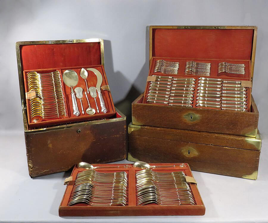 Massive French 950 Silver Flatware Set - JH Tee Antiques