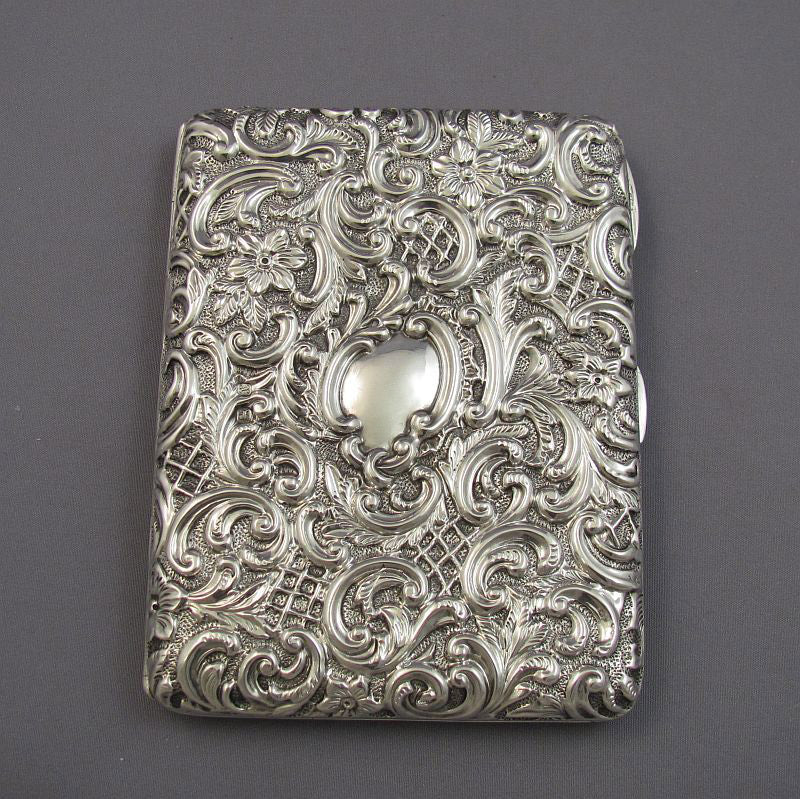 Victorian Silver Repoussé Card Case - JH Tee Antiques