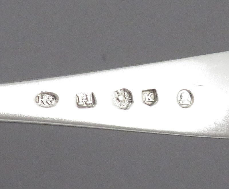 6 Old English Silver Dessert Spoons - JH Tee Antiques