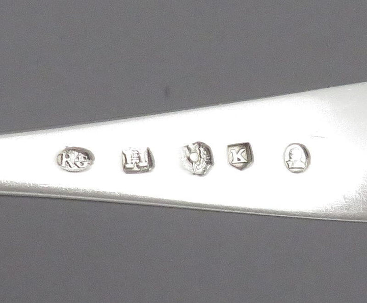 6 Old English Silver Dessert Spoons - JH Tee Antiques