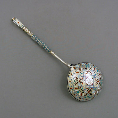 Russian Silver & Enamel Spoon - JH Tee Antiques