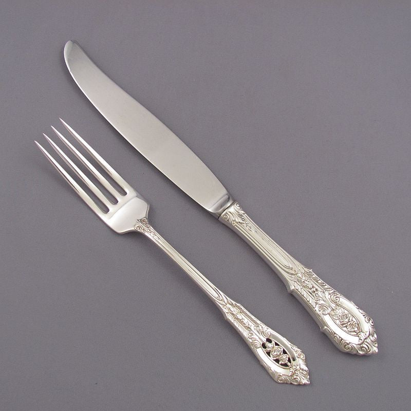 Wallace Rosepoint Sterling Silver Flatware Set for 12 - JH Tee Antiques