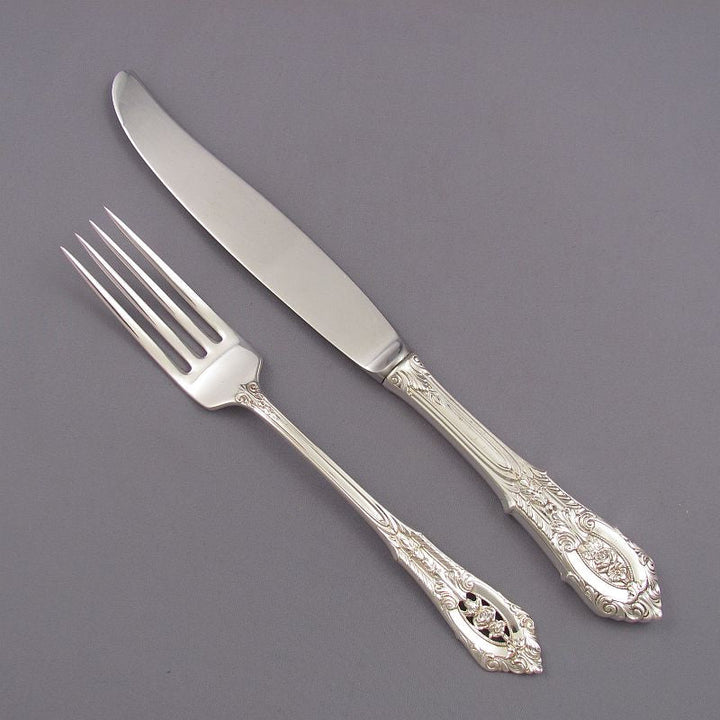 Wallace Rosepoint Sterling Silver Flatware Set for 12 - JH Tee Antiques