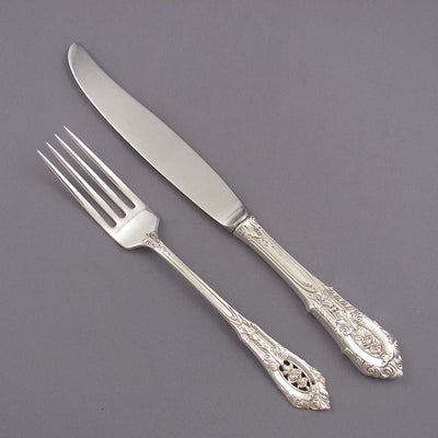Wallace Rosepoint Sterling Silver Flatware Set for 12 - JH Tee Antiques