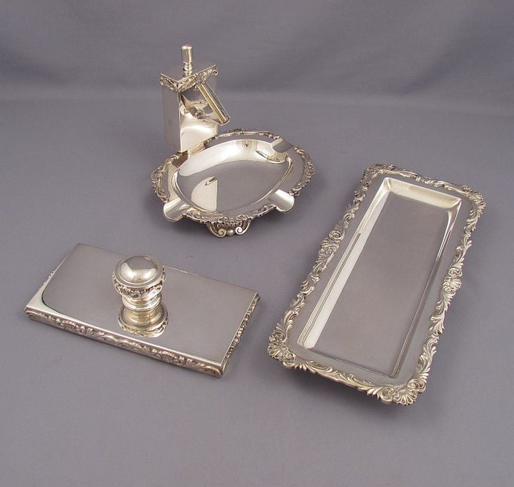 Large Austrian Silver Desk Set - JH Tee Antiques