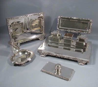 Large Austrian Silver Desk Set - JH Tee Antiques