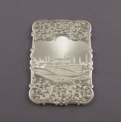 Victorian Silver Castle Top Card Case - JH Tee Antiques