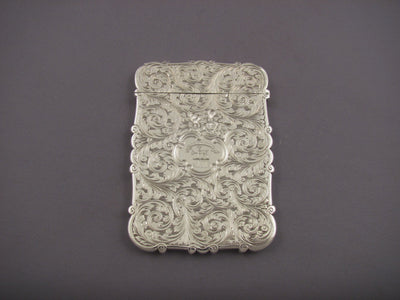 Victorian Silver Castle Top Card Case - JH Tee Antiques