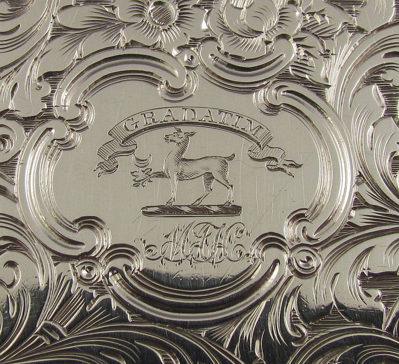 Victorian Silver Castle Top Card Case - JH Tee Antiques