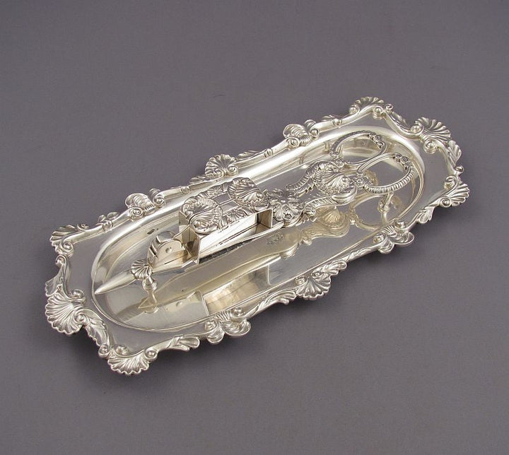 Victorian Silver Candle Snuffer &amp; Tray - JH Tee Antiques