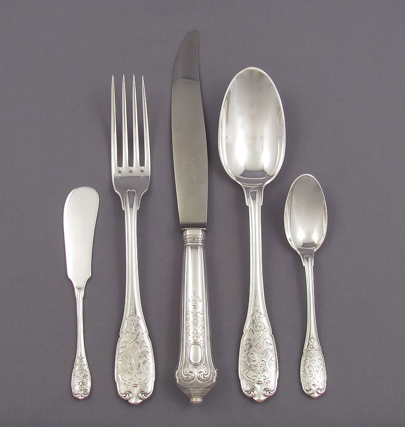 Puiforcat Elysee Sterling Flatware Set - JH Tee Antiques