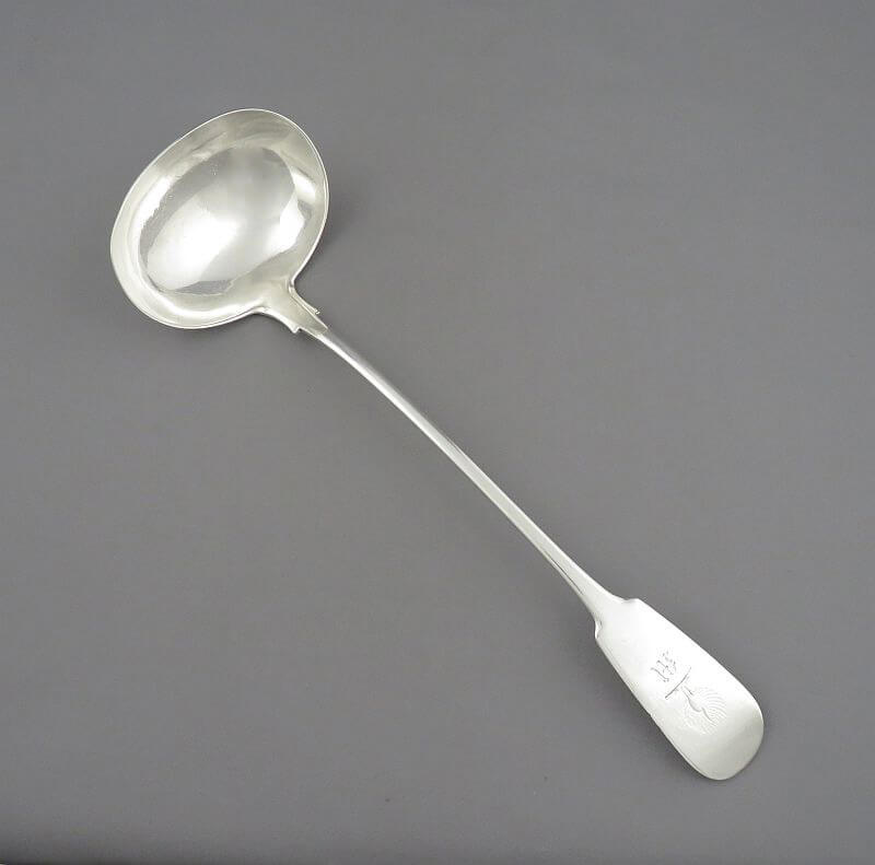 Scottish Provincial Silver Soup Ladle - JH Tee Antiques